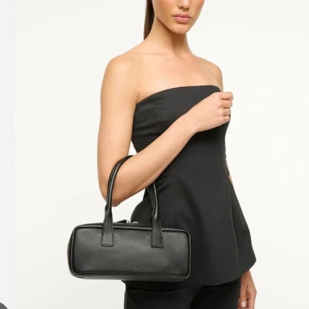 STAUD The Dude Zip Leather Shoulder Bag in Black, NWT